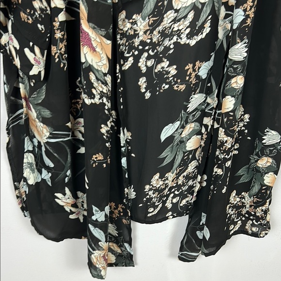Tahari Black and Cream Floral Kimono L/XL - Picture 7 of 10